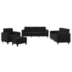 vidaXL Ensemble de canapés 4 Pièces avec coussins noir tissu microfibre