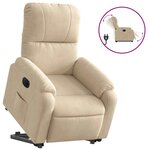 vidaXL Fauteuil inclinable électrique crème tissu microfibre