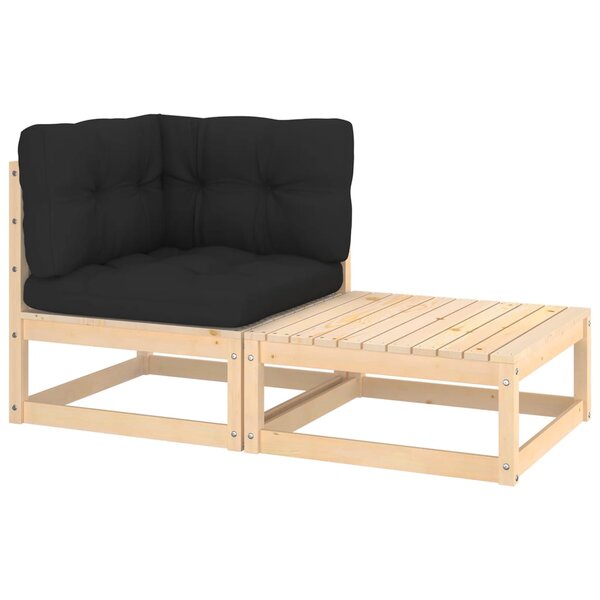 vidaXL Salon de jardin 2 Pièces avec coussins Bois de pin massif