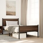 vidaXL Cadre de lit en métal sans matelas chêne marron 107x203 cm