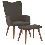 vidaXL Chaise de relaxation avec repose-pied Gris foncé Velours