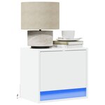 vidaXL Table de chevet murale avec lumières LED blanc