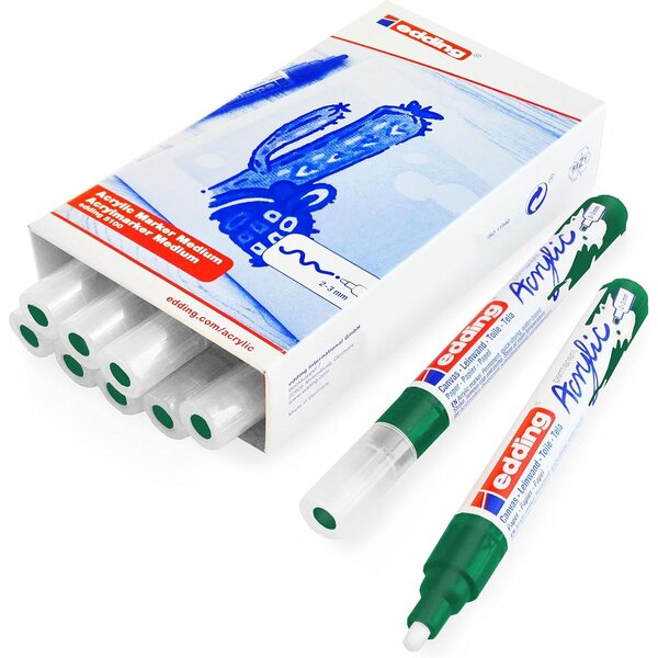 Marqueur Acrylique 5100 Vert Mousse Pointe Moyenne 2-3 mm x 10 EDDING