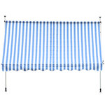 Store banne manuel rétractable 2 5L x 1 5l x 2-3H m inclinaison réglable installation rapide métal alu polyester bleu blanc rayé