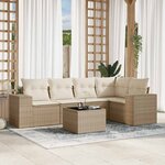 vidaXL Salon de jardin avec coussins 6 Pièces beige résine tressée