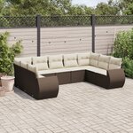 vidaXL Salon de jardin avec coussins 9 Pièces marron résine tressée