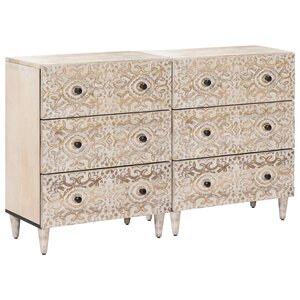 vidaXL Buffet 2 Pièces Blanc 60 x 33 5 x 75 cm Bois de mangue massif