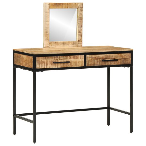 vidaXL Table de Maquillage 100x40x75/120 cm Bois Massif Mangue Rugueux