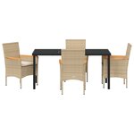 vidaXL Ensemble de salle à manger de jardin 5 pièces avec coussins en rotin poly beige
