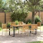 Ensemble de salle à manger de jardin vidaXL 7 pièces en poly rotin beige et acacia