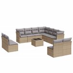vidaXL Salon de jardin avec coussins 12 Pièces beige résine tressée