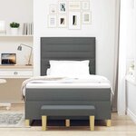 vidaXL Lit à sommier tapissier avec matelas et banc Gris foncé 120x190 cm Tissu