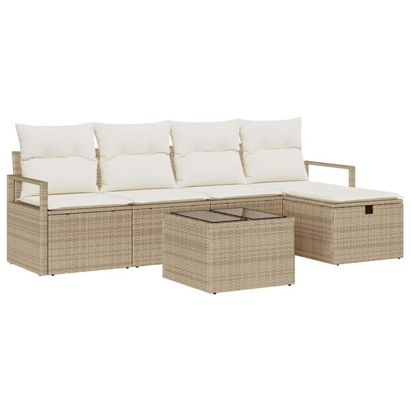 vidaXL Ensemble de canapé de jardin avec coussin 6 Pièces beige et crème