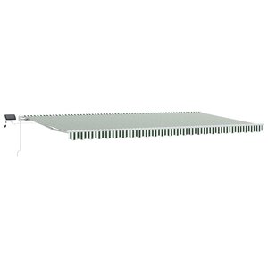 vidaXL Auvent Rétractable with Manuel 600 × 350 cm Vert et blanc