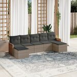 vidaXL Salon de jardin avec coussins 7 Pièces gris résine tressée