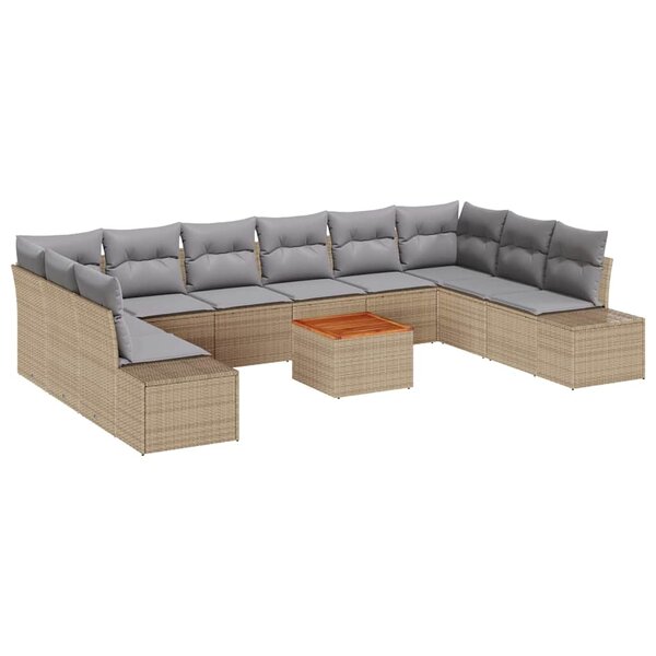 vidaXL Ensemble de canapé de jardin 11 Pièces Beige  gris clair