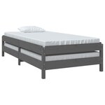 vidaXL Lit empilable sans matelas gris 75x190 cm bois de pin massif