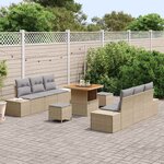 vidaXL Ensemble de canapé de jardin 9 Pièces Beige Poly rotin