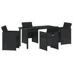 vidaXL Ensemble de salle à manger jardin de 5 pièces avec coussins en poly rattan noir