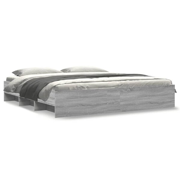 vidaXL Cadre de lit sans matelas sonoma gris 200x200 cm