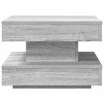 vidaXL Table basse rotative à 360 degrés sonoma gris 50x50x34 5 cm