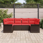 vidaXL Ensemble de canapé de jardin 6 Pièces Marron Poly rotin