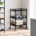 vidaXL Chariot de cuisine noir 50x35x75 5 cm bois d'ingénierie
