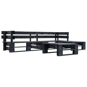 Salon de jardin meuble d'extérieur ensemble de mobilier palette 4 pièces noir bois 02_0018384