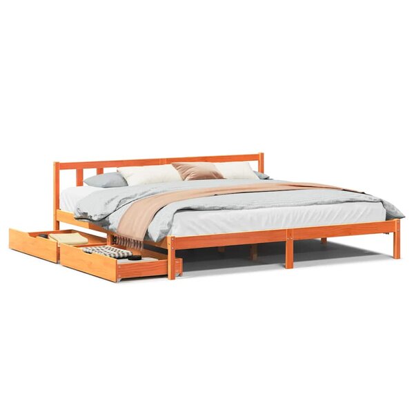 vidaXL Cadre de lit sans matelas cire marron 200x200cm bois pin massif