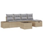 vidaXL Ensemble de Canapés de Jardin de 6 Pièces avec Coussins Beige Rotin Poly