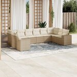 vidaXL Salon de jardin avec coussins 10 Pièces beige résine tressée