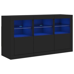 vidaXL Buffet avec lumières LED noir 123x37x67 cm