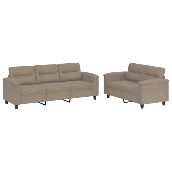 vidaXL Ensemble de canapés 2 Pièces avec coussins taupe tissu microfibre