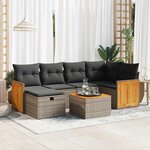 vidaXL Salon de jardin avec coussins 7 Pièces gris résine tressée