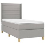 vidaXL Sommier à lattes de lit matelas LED Gris clair 90x200cm Tissu