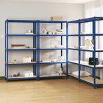 vidaXL Étagères à 5 niveaux 4Pièces Bleu Acier et bois d'ingénierie