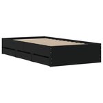 vidaXL Cadre de lit avec tiroirs noir 75x190 cm bois d'ingénierie