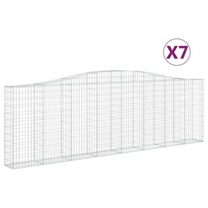 vidaXL Paniers à gabions arqués 7 Pièces 400x30x120/140 cm Fer galvanisé