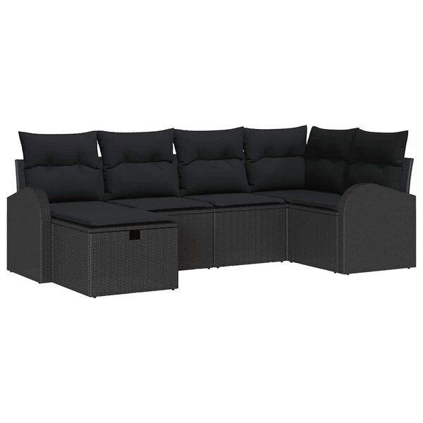 vidaXL Ensemble de Canapés avec coussin avec stockage Noir polyrotin