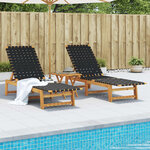 vidaXL Chaises longues lot de 2 noir bois d'acacia solide et tissu