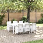 vidaXL Ensemble de salle à manger jardin 7 pièces blanc poly rotin