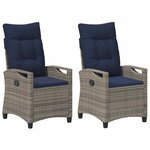 vidaXL Chaise de jardin 2 pc gris et bleu marine Acier et Polyester