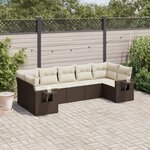 vidaXL Salon de jardin avec coussins 7 Pièces marron résine tressée