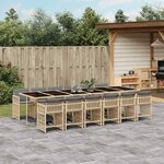 vidaXL Ensemble à manger de jardin coussins 13 Pièces mélange beige rotin