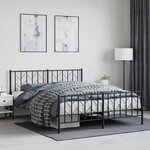 vidaXL Cadre de lit métal sans matelas avec pied de lit noir 160x200cm