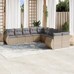 vidaXL Salon de jardin avec coussins 10 Pièces beige résine tressée