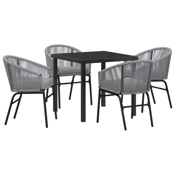 vidaXL Ensemble de jardin de 5 pièces en rotin poly gris