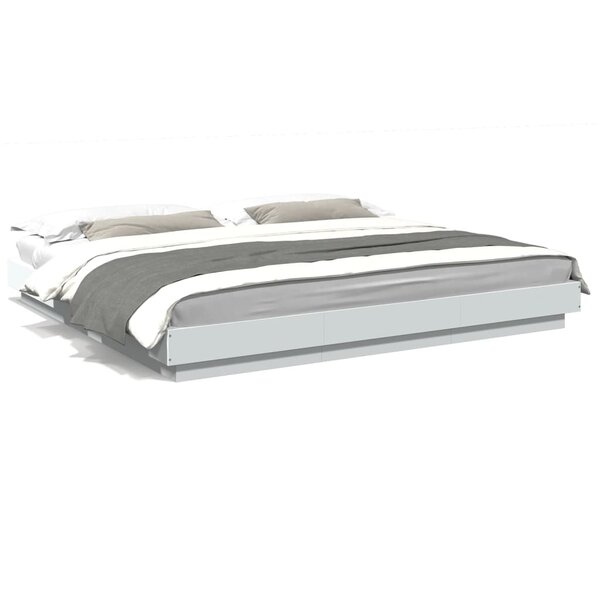 vidaXL Cadre de lit avec lumières LED sans matelas blanc 200x200 cm