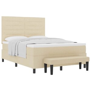vidaXL Lit à ressorts avec matelas Crème 140 x 200 cm tissu
