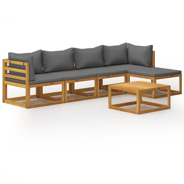 vidaXL Salon de jardin 6 Pièces avec coussin Bois d'acacia solide